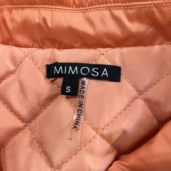 Mimosa. Size Small. Orange Cropped Puffer Jacket. Pulls. Quilted Lining. B27 - Picture 6 of 6
